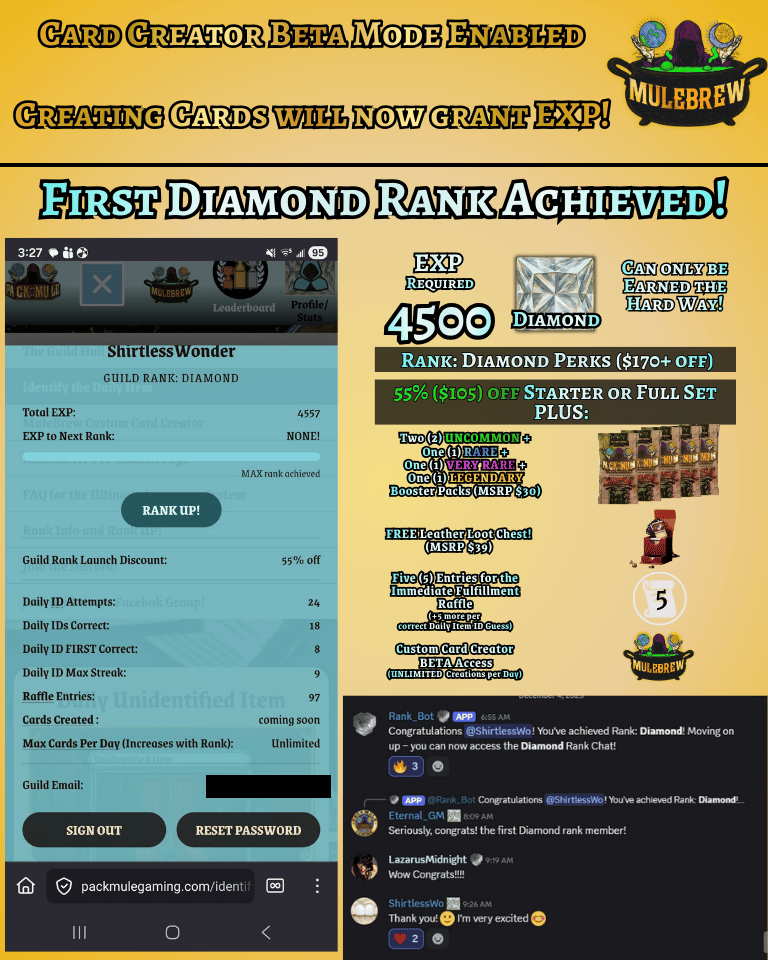First Diamond Rank Achieved! EXP is live for Card Creations!